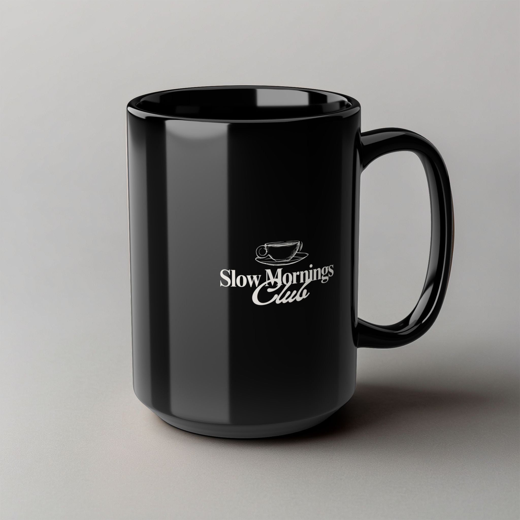 Slow Mornings Club! Black Mug