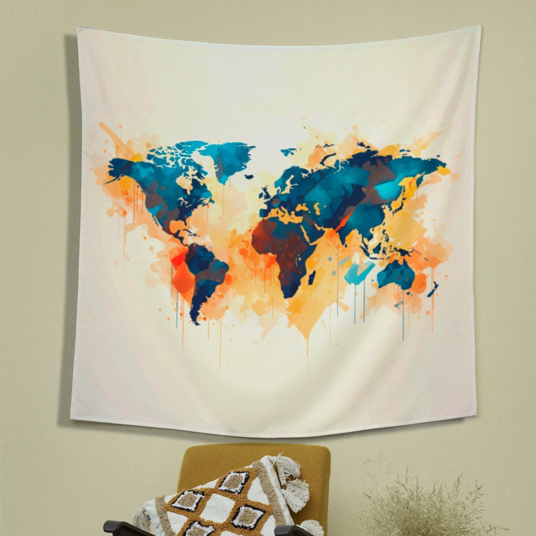 World Map Wall Tapestry