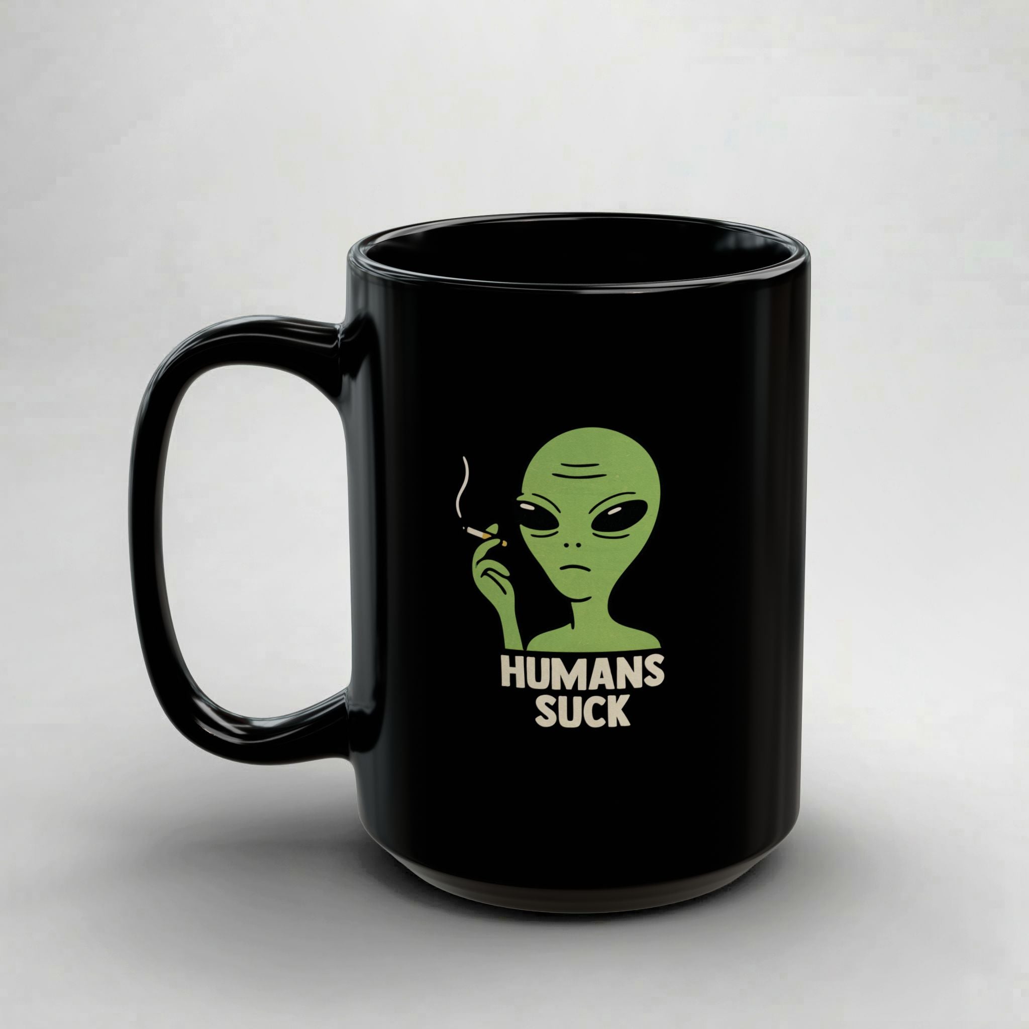 Humans Suck! Black Mug