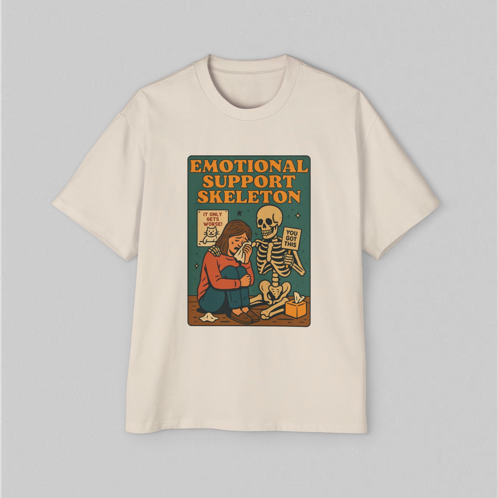 Emotional Support Skeleton! Men's Oversized T-Shirt