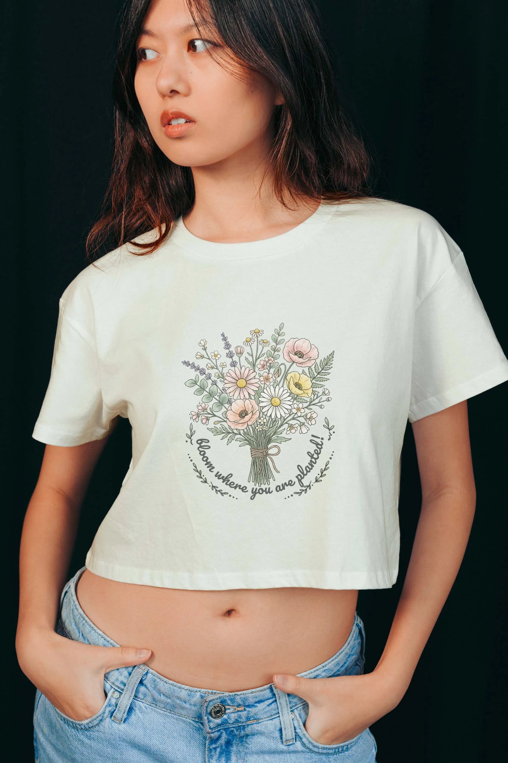 Bloom Where You Are Planted! Crop Tee