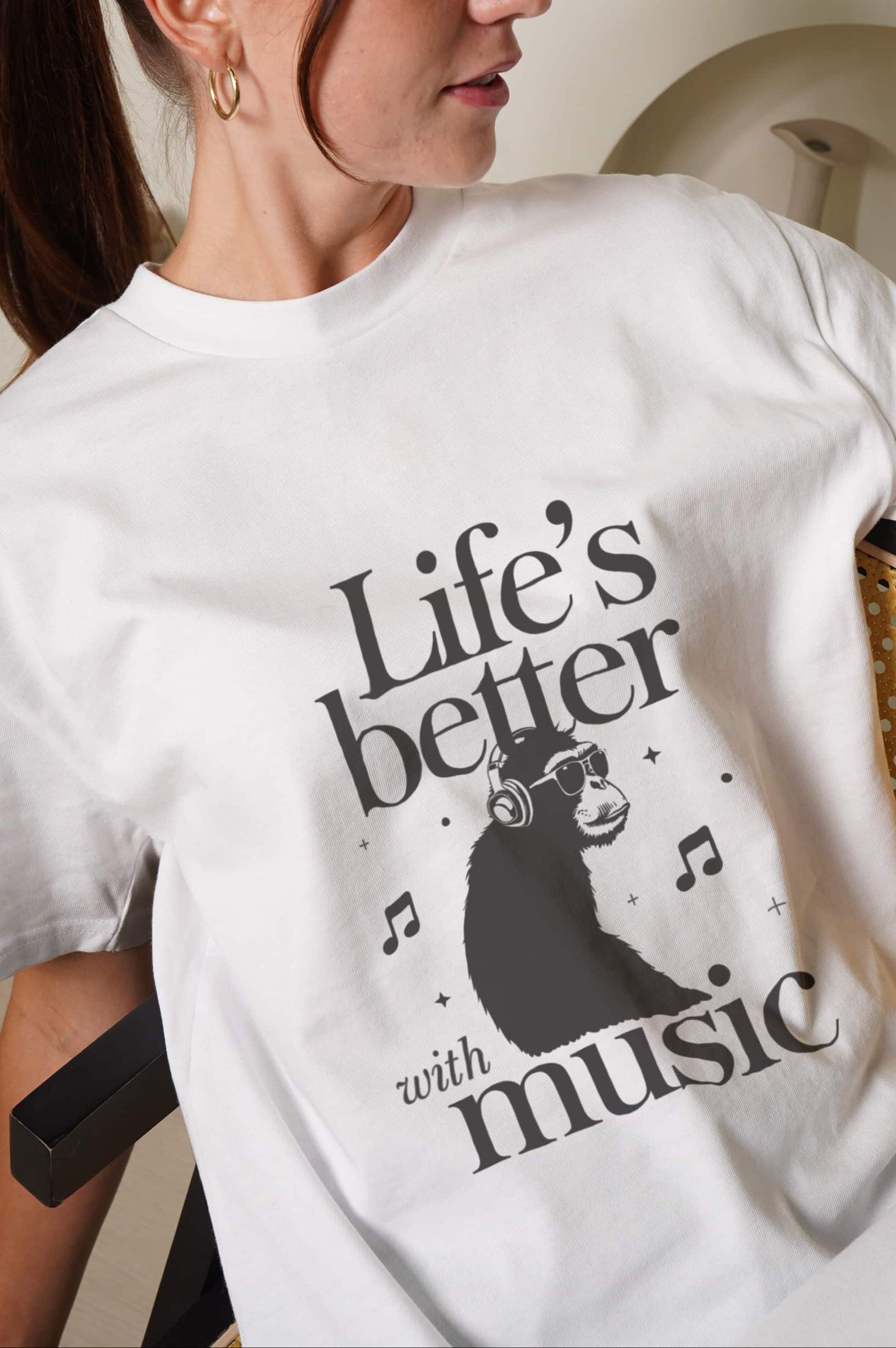 Life's Better with Music! Women's Oversized T-Shirt