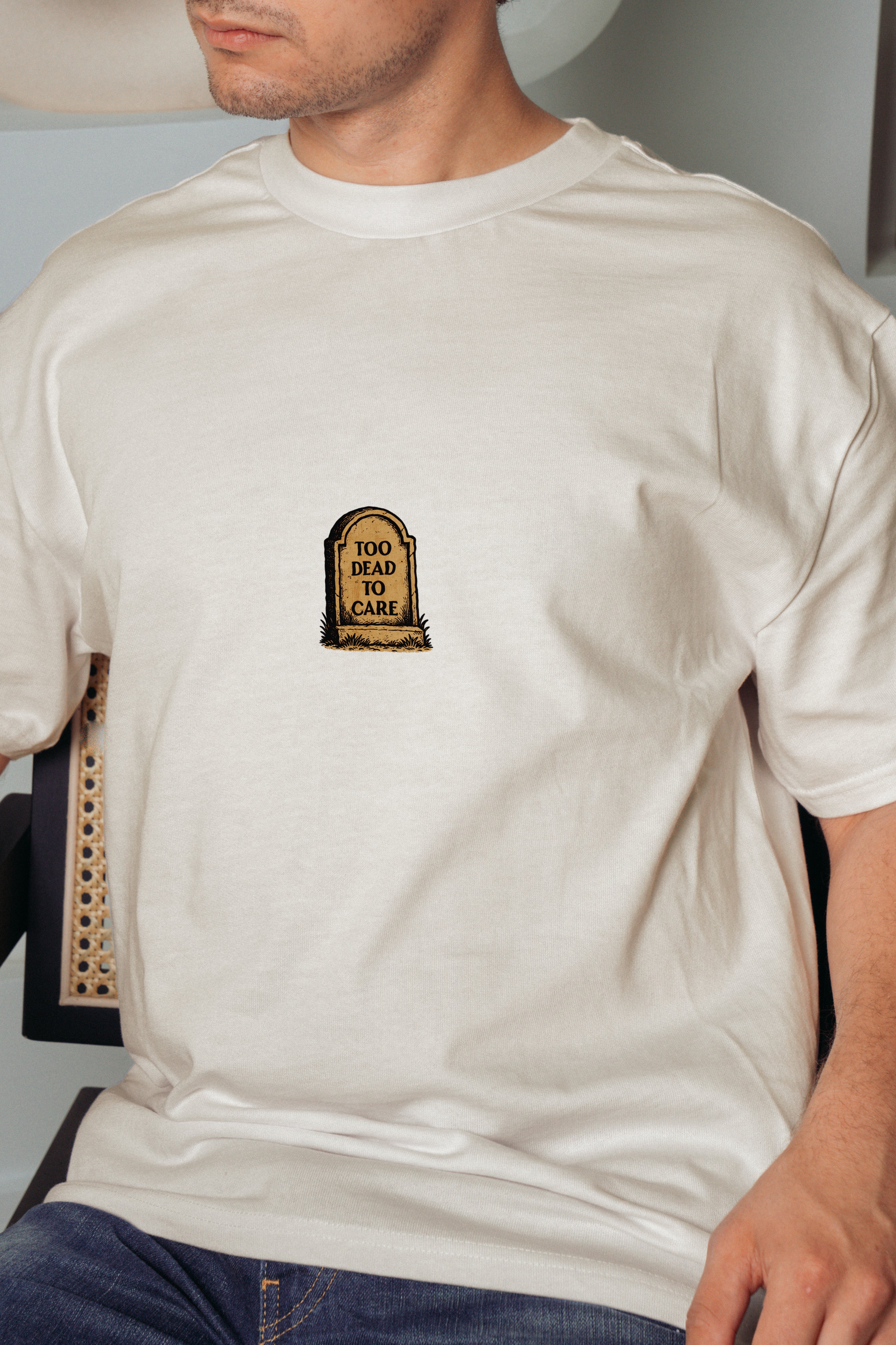 Too Dead to Care! Men’s Oversized T-Shirt