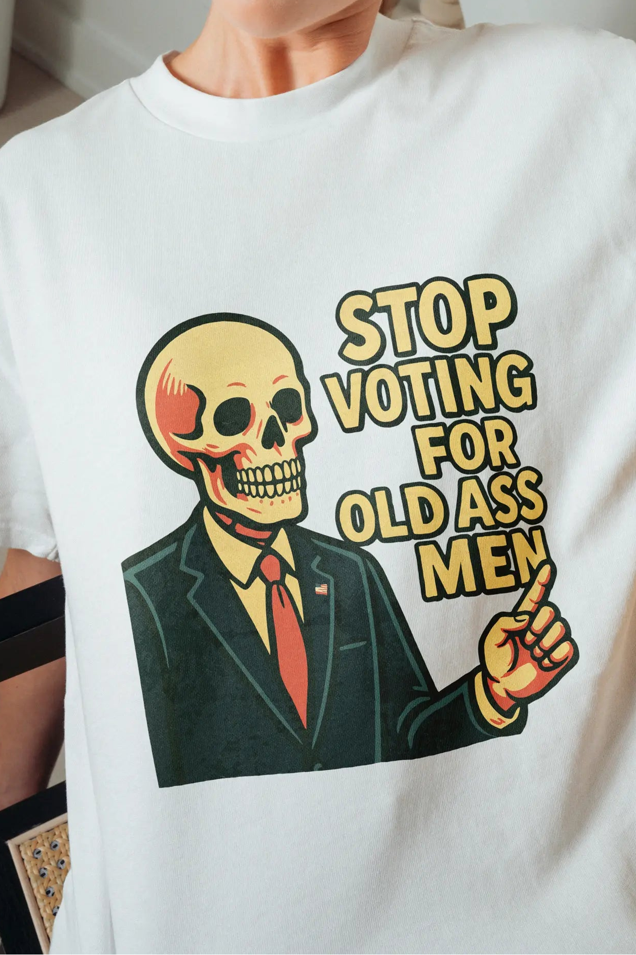 Stop Voting for Old Ass Men! Women's Oversized T-Shirt