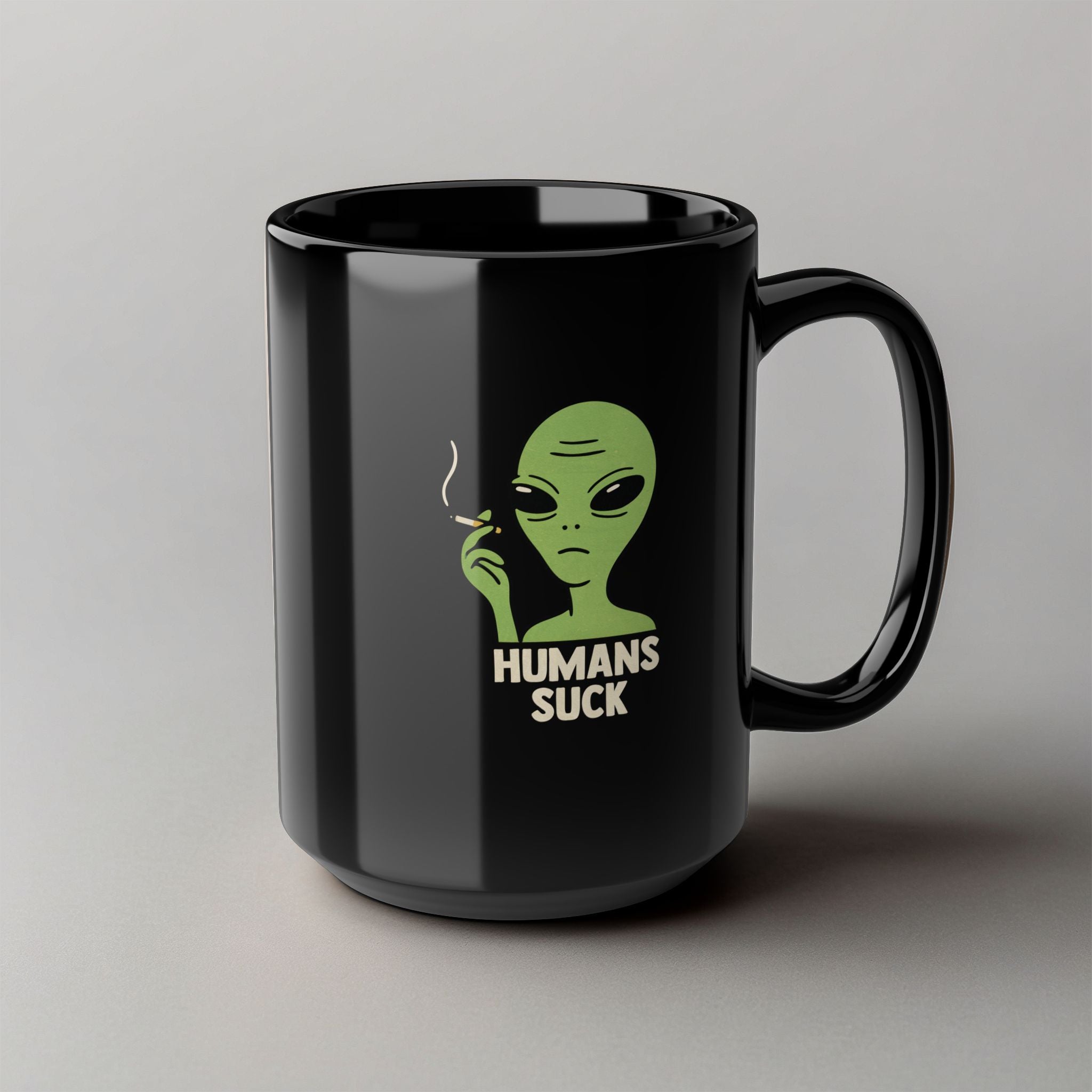 Humans Suck! Black Mug