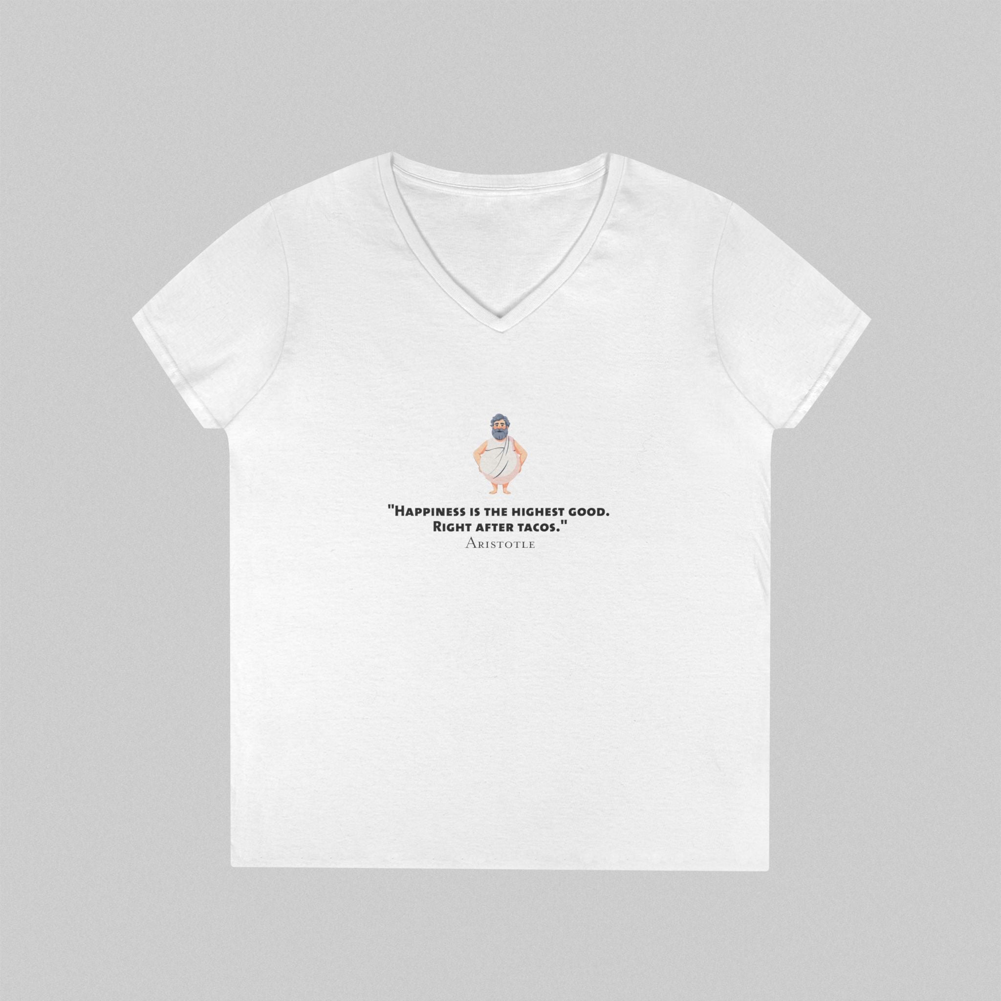 Happiness - Aristotle Women's V-Neck T-Shirt