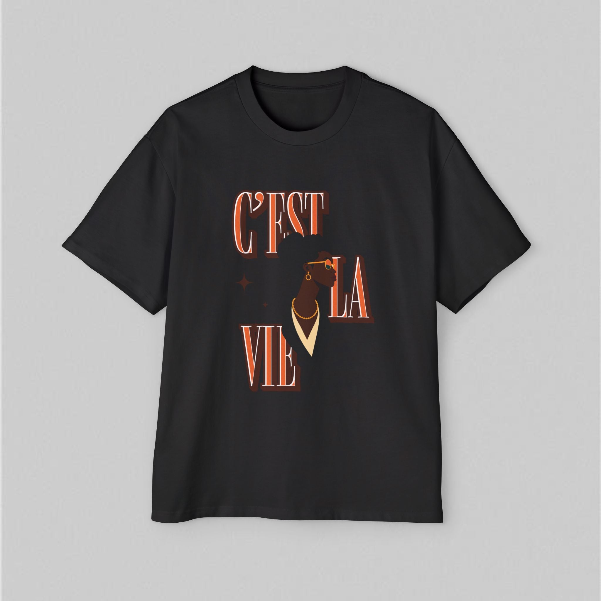 Black Elegance C’est La Vie Women's Oversized T-Shirt