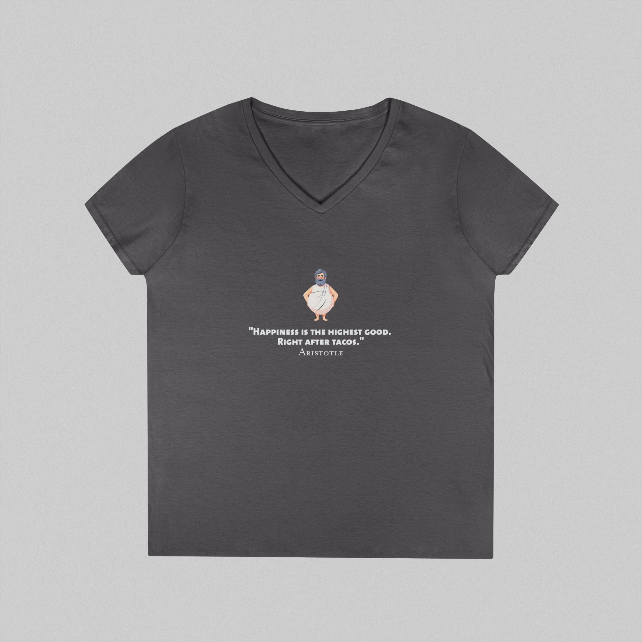 Happiness - Aristotle Women's V-Neck T-Shirt