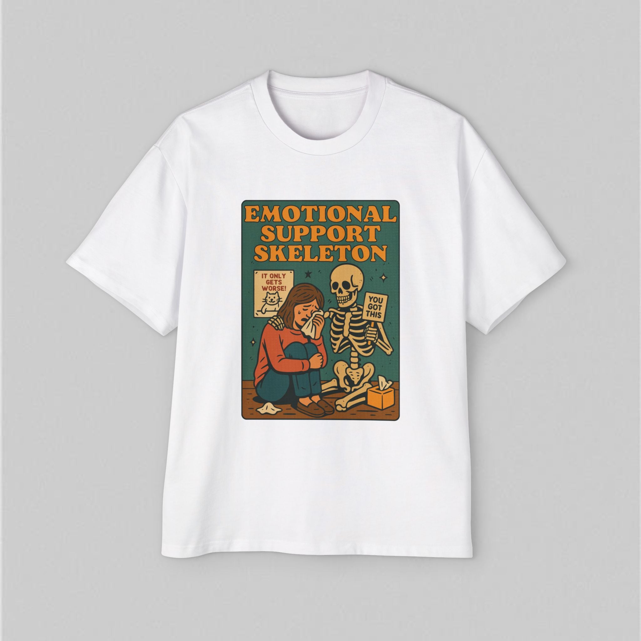 Emotional Support Skeleton! Men's Oversized T-Shirt