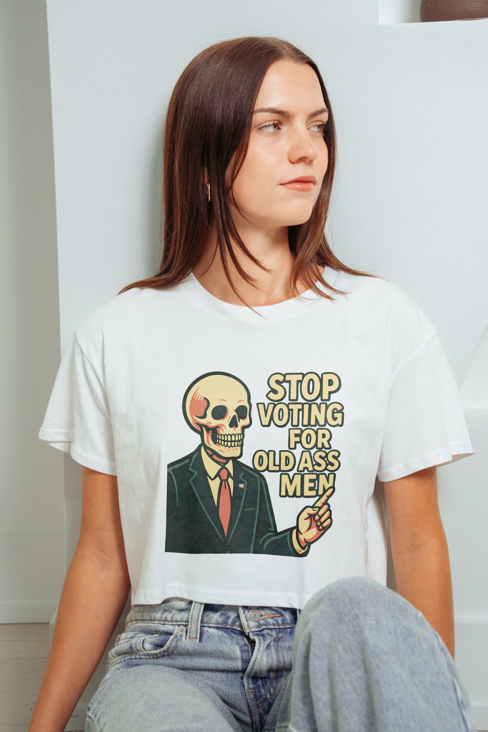 Stop Voting for Old Ass Men! Crop Tee
