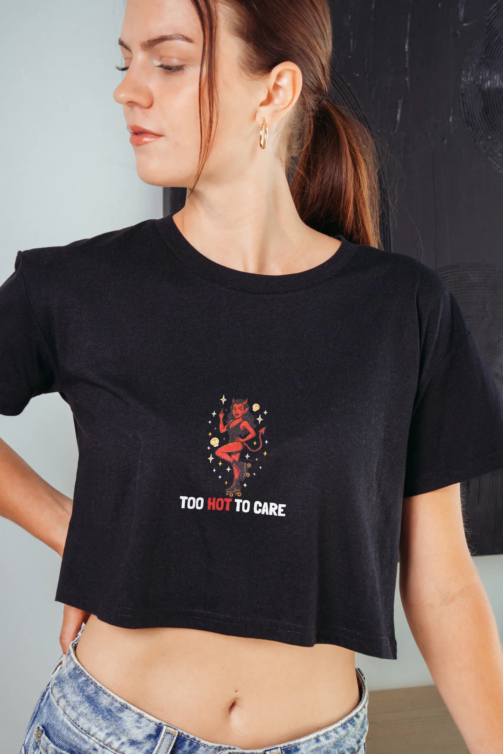Too Hot to Care! Crop Tee
