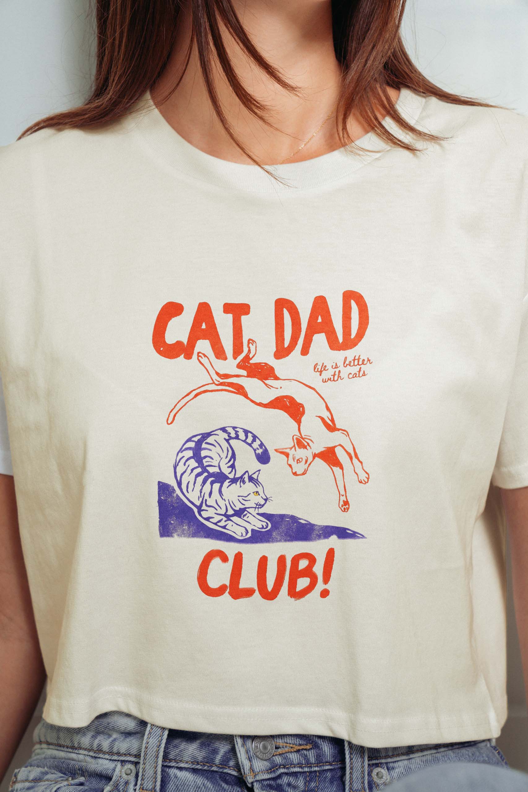 Cat Dad Club! Crop Tee