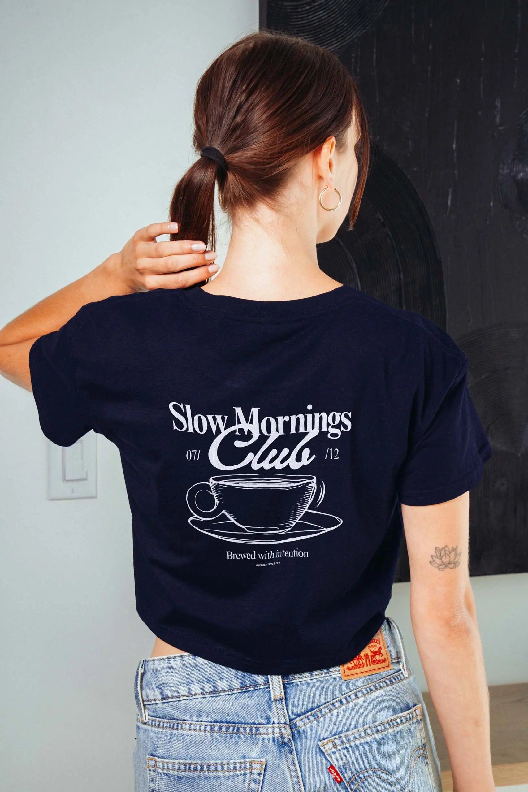 Slow Mornings Club! Crop Tee