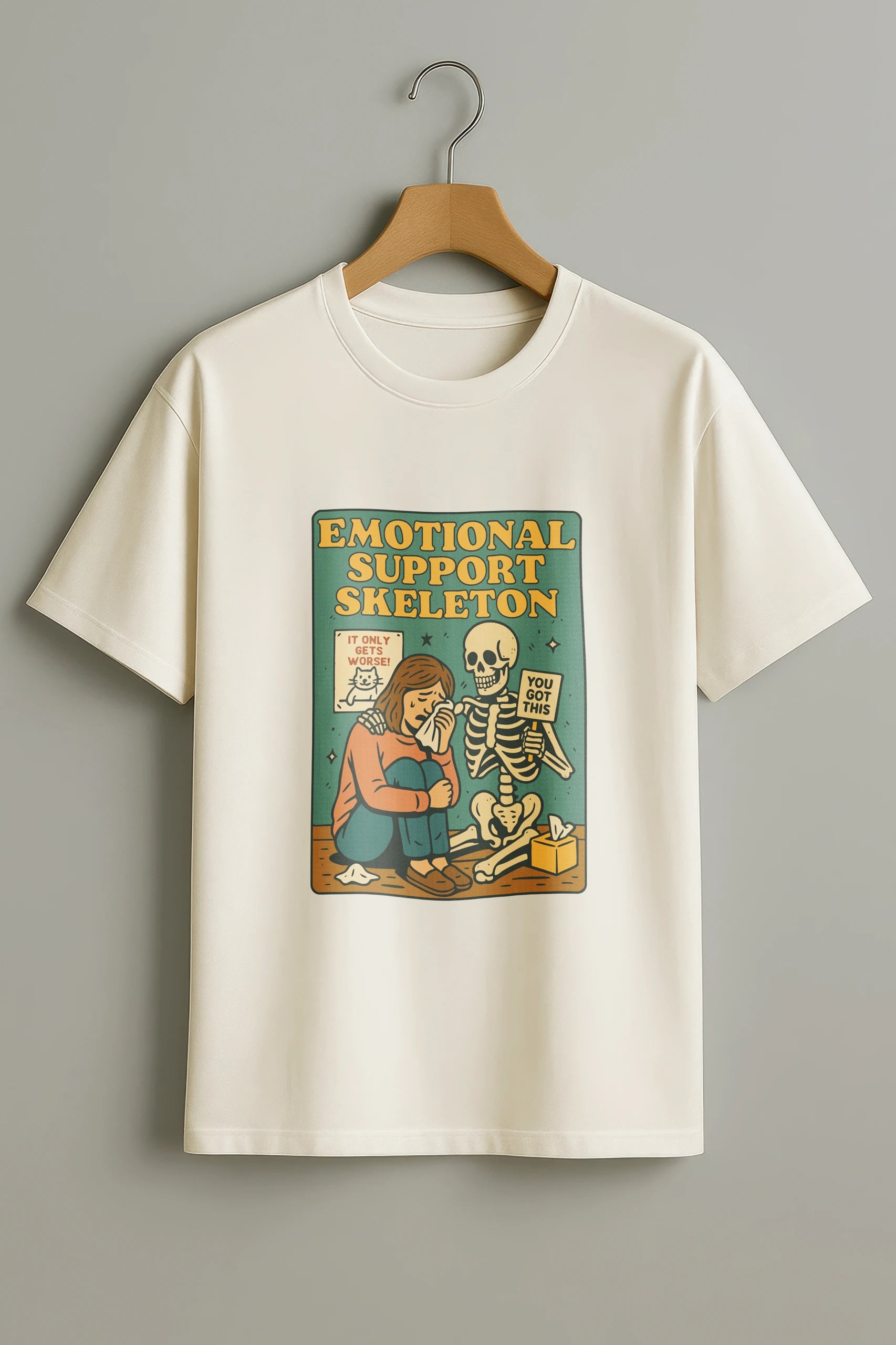Emotional Support Skeleton! Oversized Tee