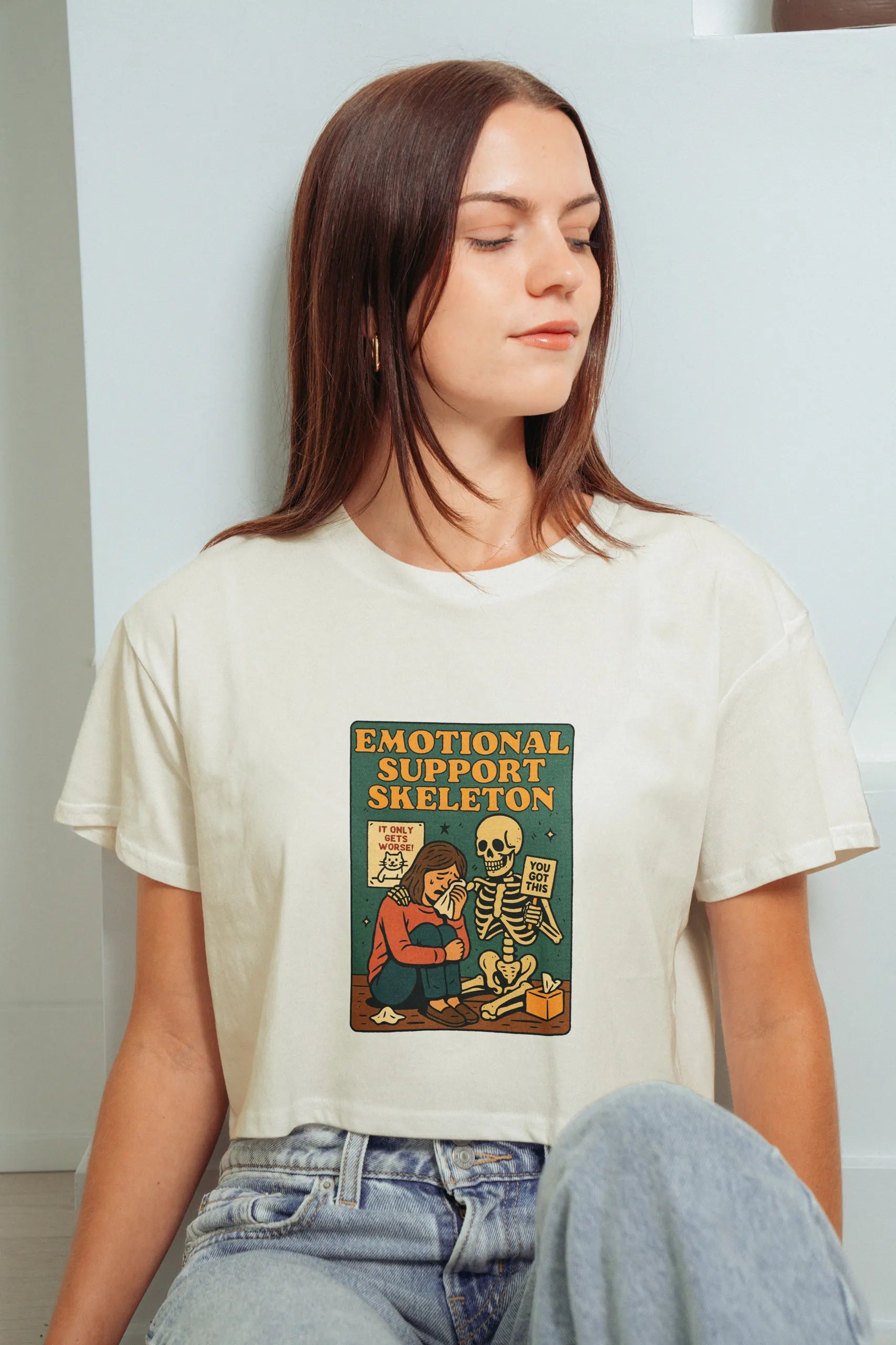 Emotional Support Skeleton! Crop Tee