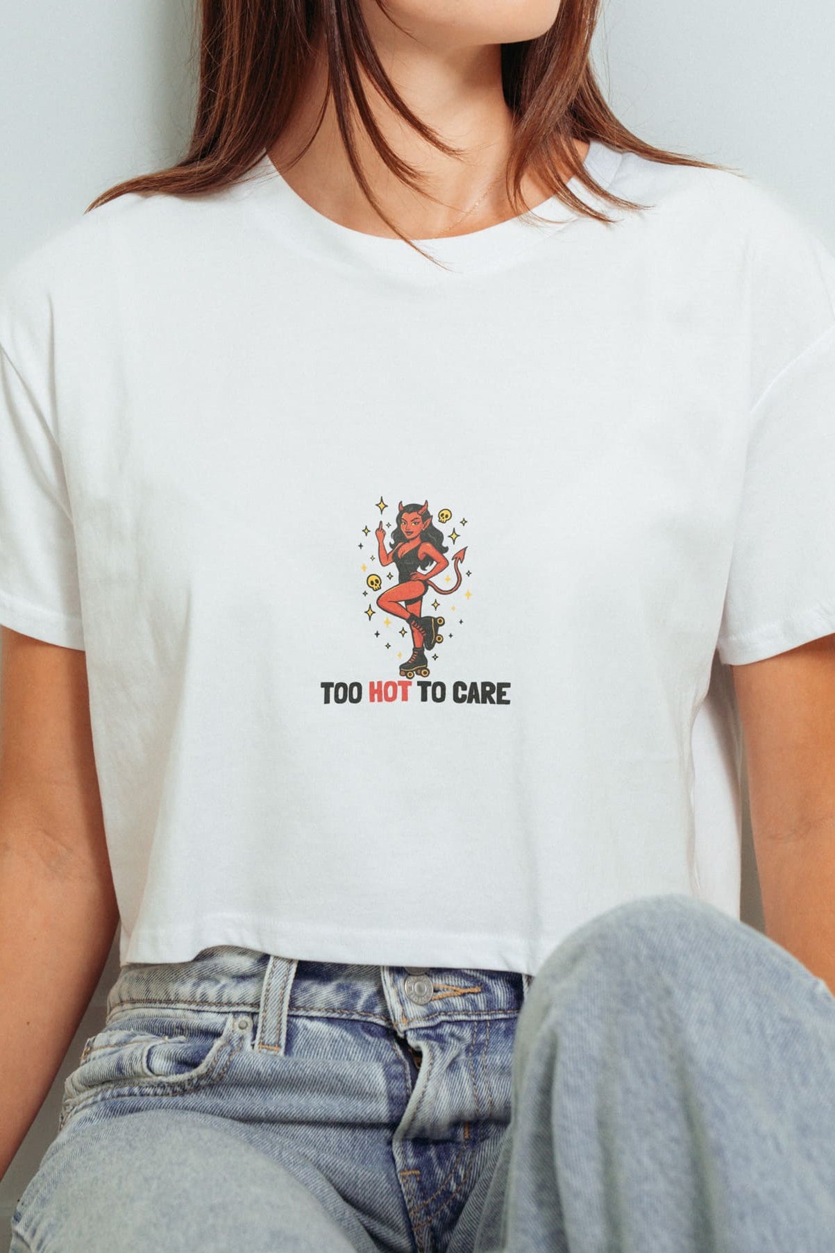 Too Hot to Care! Crop Tee